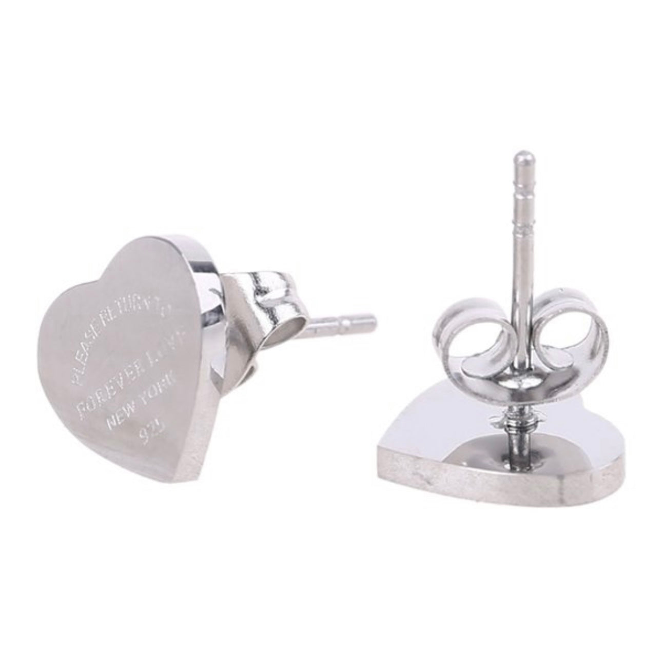 Luxury Heart Stud Earrings (Silver)